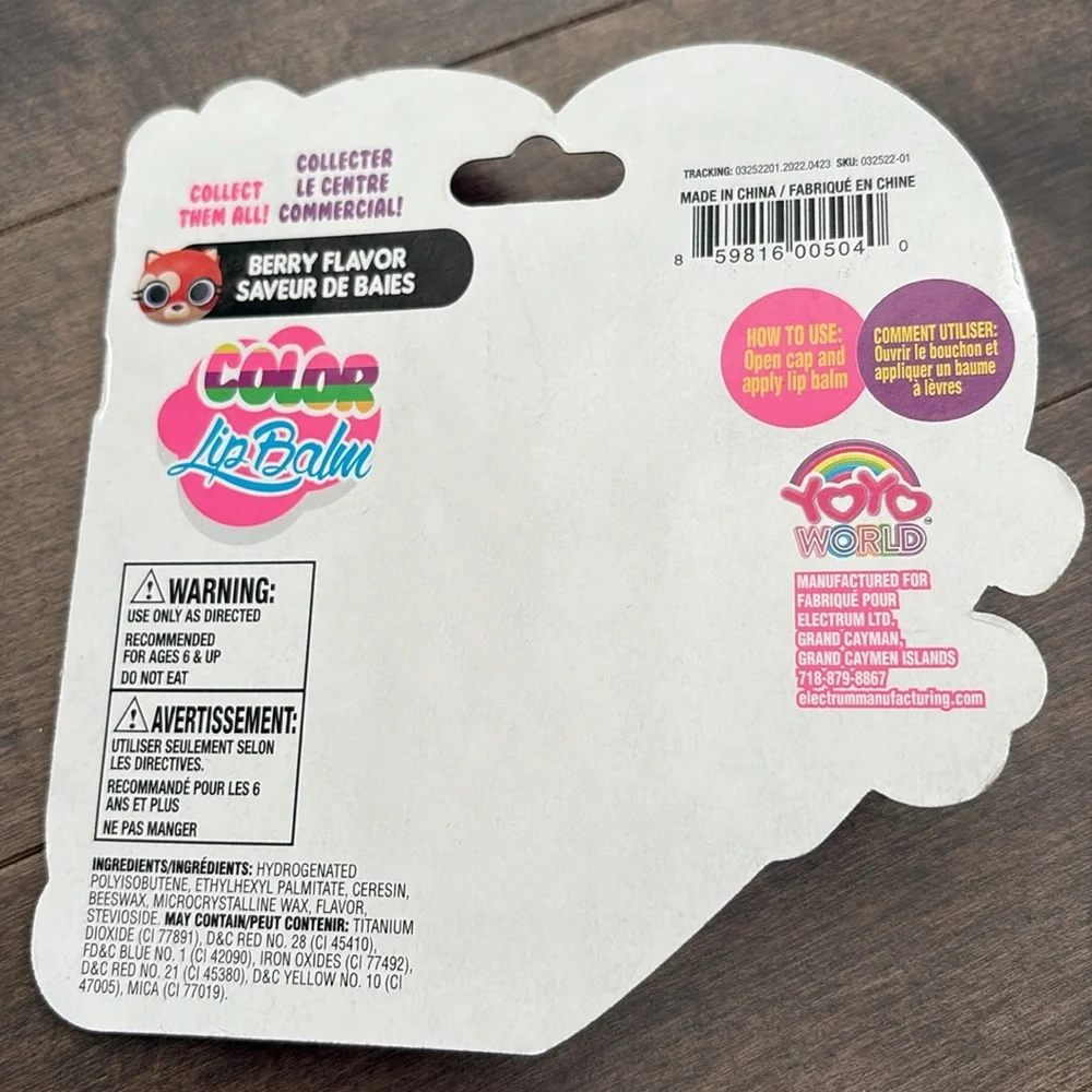 YOYO WORLD Moodies Girl’s Color Berry Lip Balm Set, Rainbow Beauty Cosmetics - Picture 4 of 7